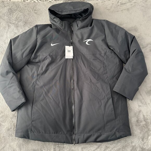 NWT Nike Team Black 550 Down Filled Parka Puffer Coat Men's 2XL XXL Customized - Picture 1 of 9